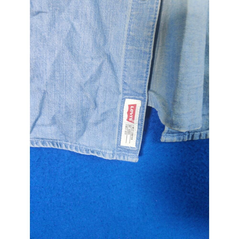 Levi's Boys Medium 10-12 Blue Denim Western Pearl Snap Long Sleeve Shirt Star - Picture 6 of 13